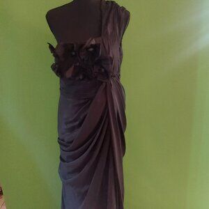 Black Gown. One Shoulder Adrianna Papell Collection. Size 12